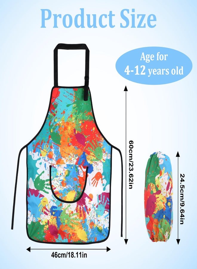 Molain Kids Aprons with Removable Sleeve Covers, Waterproof Toddler Smock with Pockets for Kids Cooking Painting Baking Crafting Art Gardening Adjustable - Image 2