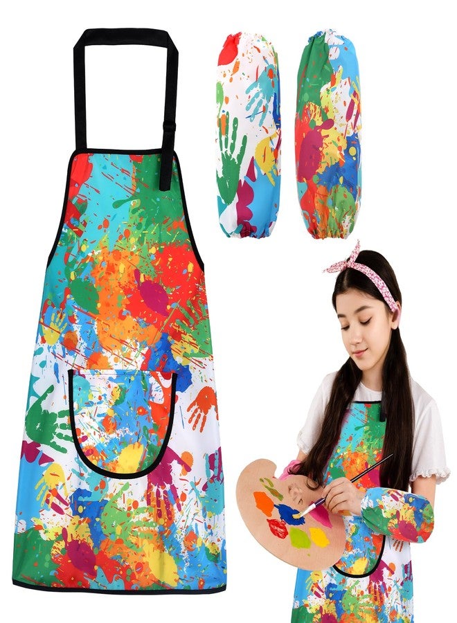Molain Kids Aprons with Removable Sleeve Covers, Waterproof Toddler Smock with Pockets for Kids Cooking Painting Baking Crafting Art Gardening Adjustable - Image 1