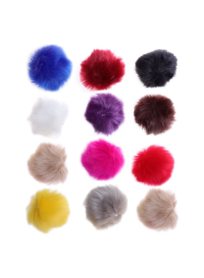 klarako 12pcs Faux Fur Pom Poms DIY Fluffy Ball for Knitting Hats Scarves Bags Charms - Image 1