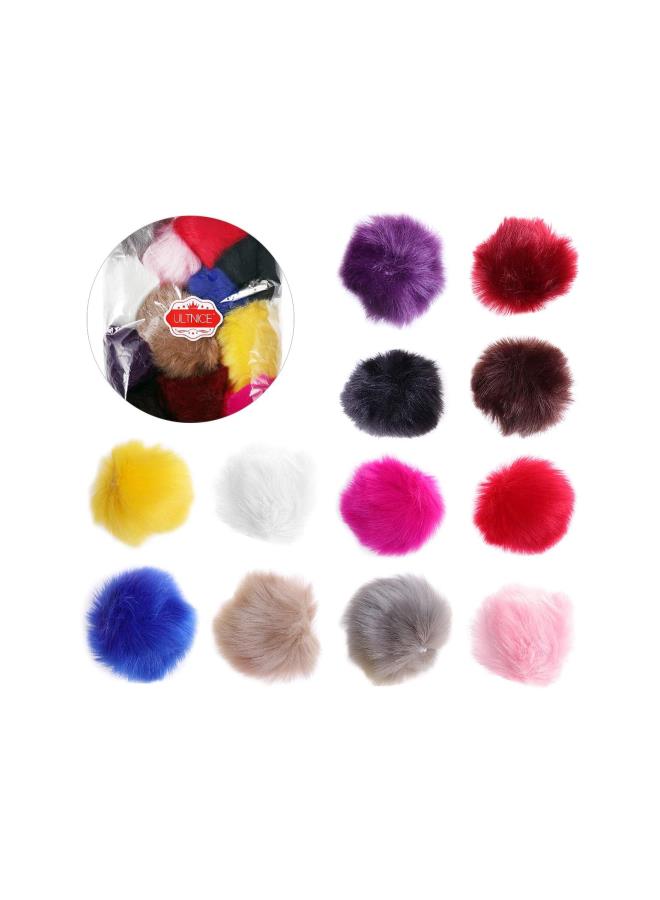 klarako 12pcs Faux Fur Pom Poms DIY Fluffy Ball for Knitting Hats Scarves Bags Charms - Image 4