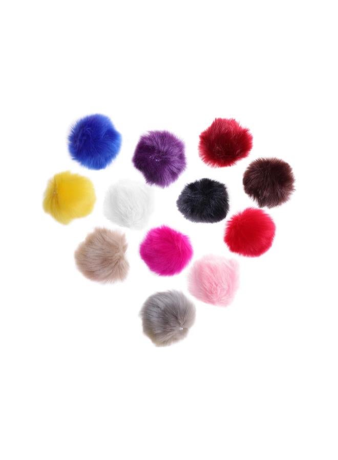 klarako 12pcs Faux Fur Pom Poms DIY Fluffy Ball for Knitting Hats Scarves Bags Charms - Image 2