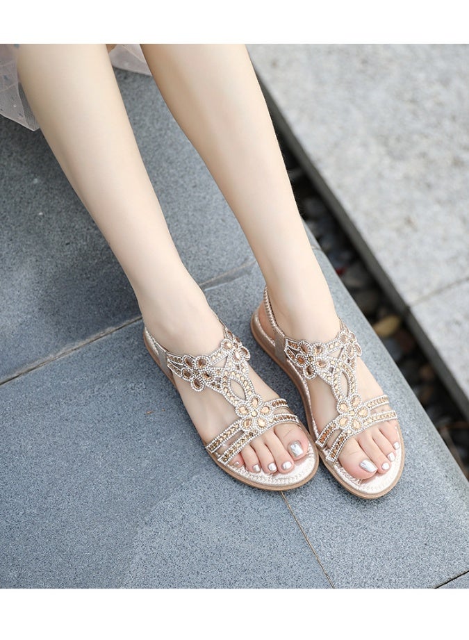 NIBEMINENT Round Toe Comfort Shoes for Women Outside Sandals Large Size Summer Heels Suit Female  - Image 3