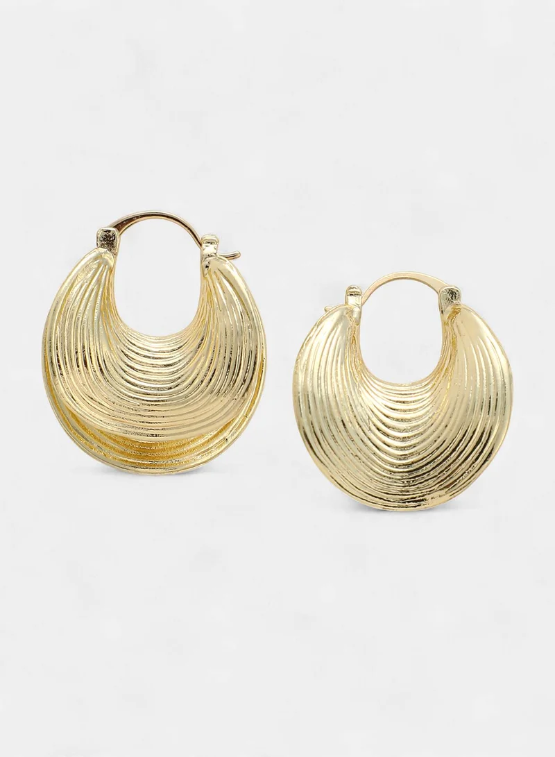 SOHI Ribbed-Fold Artificial Hoop Earring Jewellery