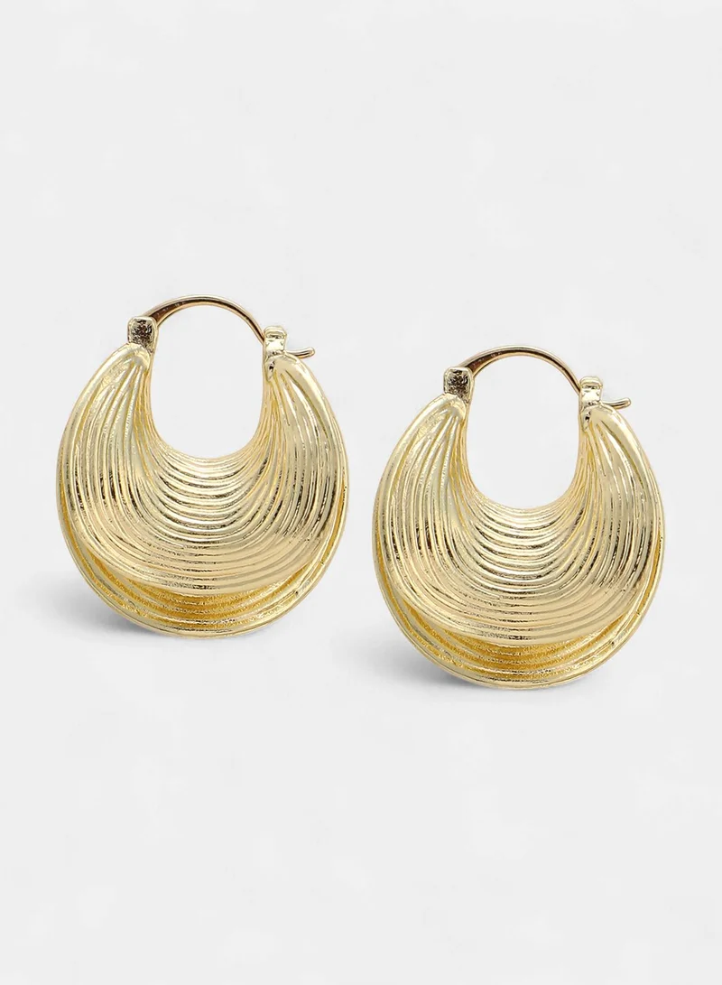 SOHI Ribbed-Fold Artificial Hoop Earring Jewellery