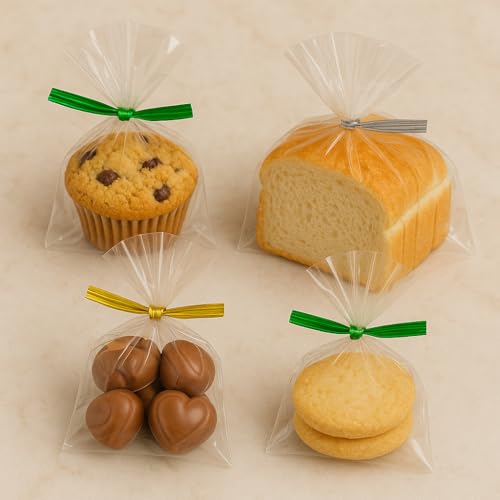 Esslly Twist Ribbon Strips for Gift Packaging - 900 Metallic Finish Ties in Gold, Silver & Green, 8cm for Chocolate, Candy & Food Packets - Image 3
