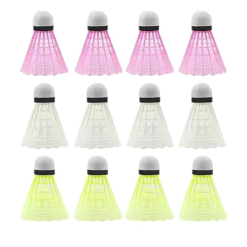 Plastic Badminton 12 Pieces Of Yellow And White Nylon Ball 6 Students Entertainment Is Not Easy To Windproof Luminous Professional - Image 1