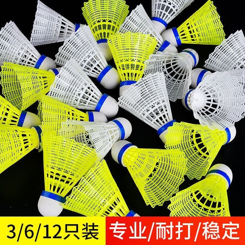 Plastic Badminton 12 Pieces Of Yellow And White Nylon Ball 6 Students Entertainment Is Not Easy To Windproof Luminous Professional - Image 5