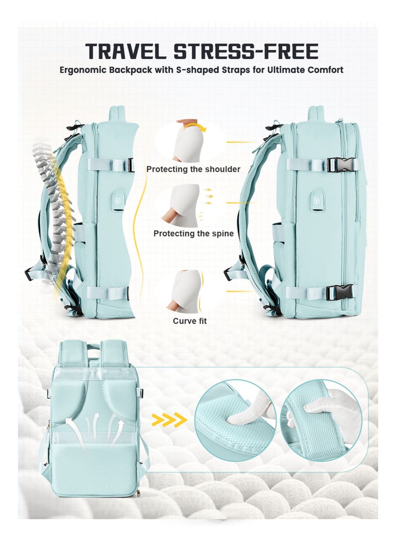 Travel Laptop Backpack for Men Women, Airplane Approved Travel Backpack Suitcase with Usb Charging Port,Carry On Backpack,Lightweight College 20L Luggage Bag 15.6inch Laptop backpack Gifts for Business - Image 5