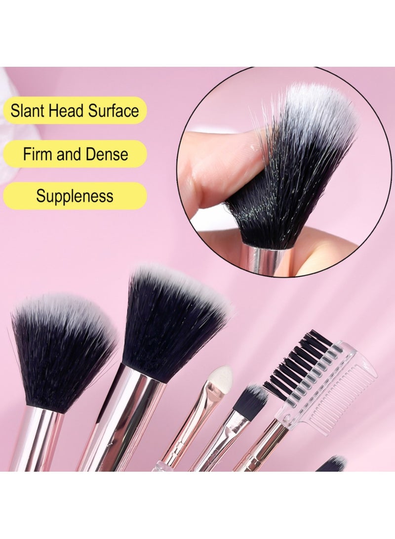 جلوسكي 7 حزمة فرشاة ماكياج مجموعة فرشاة أنيقة لمستحضرات التجميل مجموعة فرشاة مزيج المهنية مع مقبض كريستال بائنات لظل العين Eyeliner Foundation Powder Concealer Blush Lip Women - Image 2