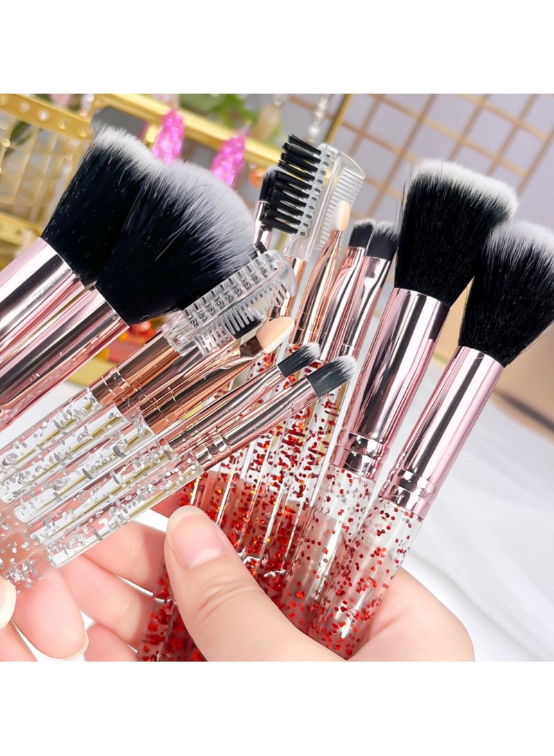جلوسكي 7 حزمة فرشاة ماكياج مجموعة فرشاة أنيقة لمستحضرات التجميل مجموعة فرشاة مزيج المهنية مع مقبض كريستال بائنات لظل العين Eyeliner Foundation Powder Concealer Blush Lip Women - Image 3