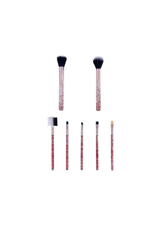 جلوسكي 7 حزمة فرشاة ماكياج مجموعة فرشاة أنيقة لمستحضرات التجميل مجموعة فرشاة مزيج المهنية مع مقبض كريستال بائنات لظل العين Eyeliner Foundation Powder Concealer Blush Lip Women - Image 4