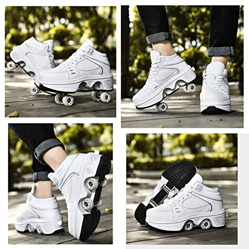 Deformation Roller Skates زلاجات رولر للرجال والنساء، زلاجات رولر للأطفال بتصميم قابل للتغيير مع 4 عجلات LED لامعة، 2 في 1 زلاجات خفية قابلة للإزالة، زلاجات مزدوجة الصف للداخل والخارج - Image 3