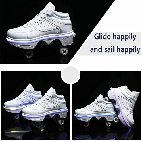 Deformation Roller Skates زلاجات رولر للرجال والنساء، زلاجات رولر للأطفال بتصميم قابل للتغيير مع 4 عجلات LED لامعة، 2 في 1 زلاجات خفية قابلة للإزالة، زلاجات مزدوجة الصف للداخل والخارج - Image 2