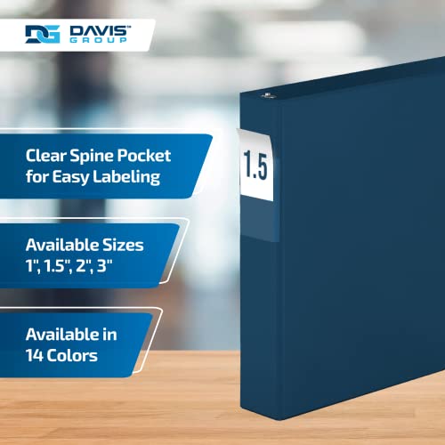 Davis Group مجموعة 6 حزم من حوامل الملفات 3 حلقات للاستخدام المدرسي أو المكتبي، حوامل D-Ring، 1.5 بوصة، أزرق داكن - Image 4
