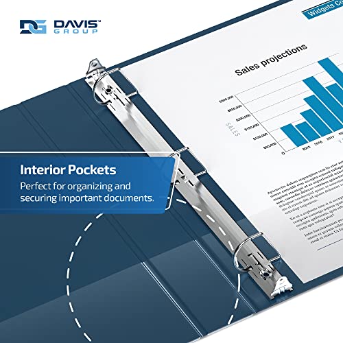 Davis Group مجموعة 6 حزم من حوامل الملفات 3 حلقات للاستخدام المدرسي أو المكتبي، حوامل D-Ring، 1.5 بوصة، أزرق داكن - Image 5