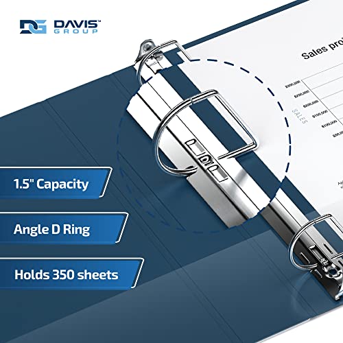 Davis Group مجموعة 6 حزم من حوامل الملفات 3 حلقات للاستخدام المدرسي أو المكتبي، حوامل D-Ring، 1.5 بوصة، أزرق داكن - Image 2