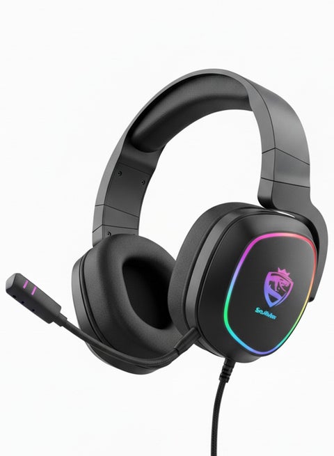 سماعات الألعاب السلكية Soulbytes S22 Pro فوق الأذن مع ميكروفون وإضاءة LED لجهاز PS4/PS5/Xbox One/Xbox Series/Nintendo Switch والكمبيوتر الشخصي