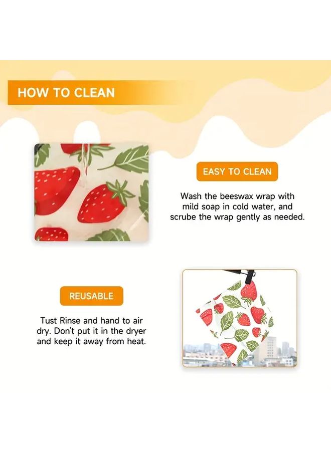 Set Of 3 Reusable Beeswax Wraps Freezer Safe Sandwich Bags Fruit Set For Food Protection - Image 5