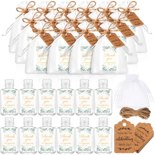 Tiangrid 50 Sets Mini Hand Sanitizer Bottles Bulk 2oz Empty Hand Sanitizer Travel Size Wedding Favors for Guests with Organza Bags Thank You Tags for Woman EmployeesEucalyptus Green - Image 1