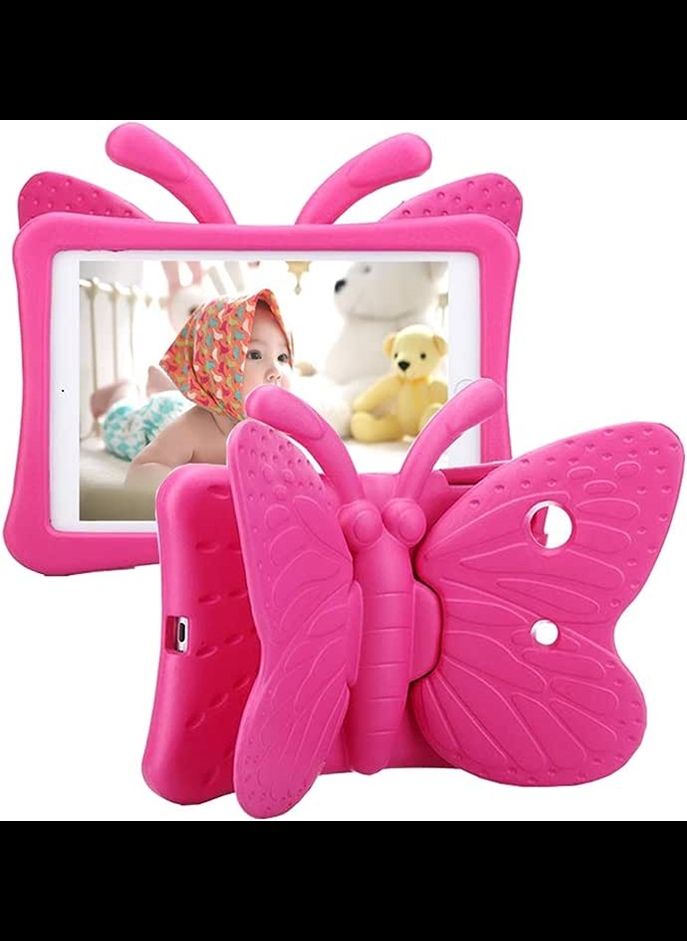 Tading iPad 9th 8th 7th Generation Case Kids Girls, Cute Butterfly Shockproof EVA Foam Super Protection Stand Cover for iPad 2021 2020 2019 10.2" and iPad Air 3 Pro 10.5" - Rose