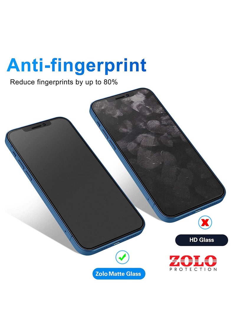 Zolo Anti-Spy Anti-Fingerprint Matt Privacy 9D Tempered Glass Screen Protector For Apple iPhone 12  Black - Image 3