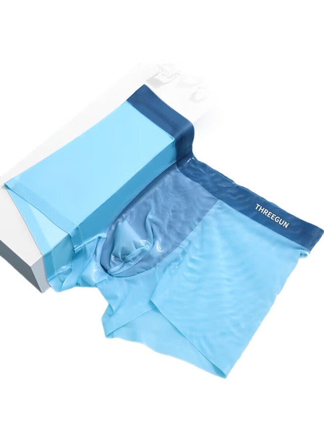 THREEGUN 【Cold River Series】Upgraded Antibacterial Ice Silk Men'S Seamless Summer Ice Silk Boxer Shorts Men - Image 1