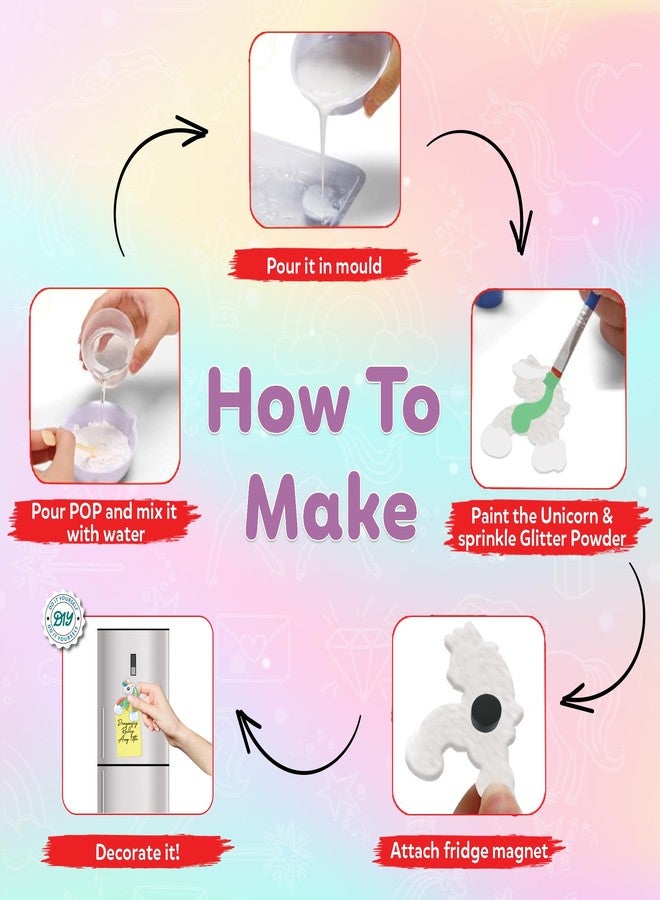 Little Berry DIY Art and Craft Items | Magical Unicorn Craft Kit | Make 6 Glitter Fridge Magnets | Painting Art and Craft Set for 3-10 Year Old Girls and Boys | DIY Kit for Kids - Image 3
