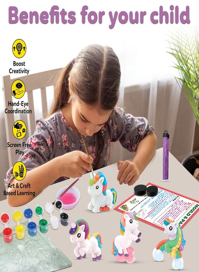 Little Berry DIY Art and Craft Items | Magical Unicorn Craft Kit | Make 6 Glitter Fridge Magnets | Painting Art and Craft Set for 3-10 Year Old Girls and Boys | DIY Kit for Kids - Image 5