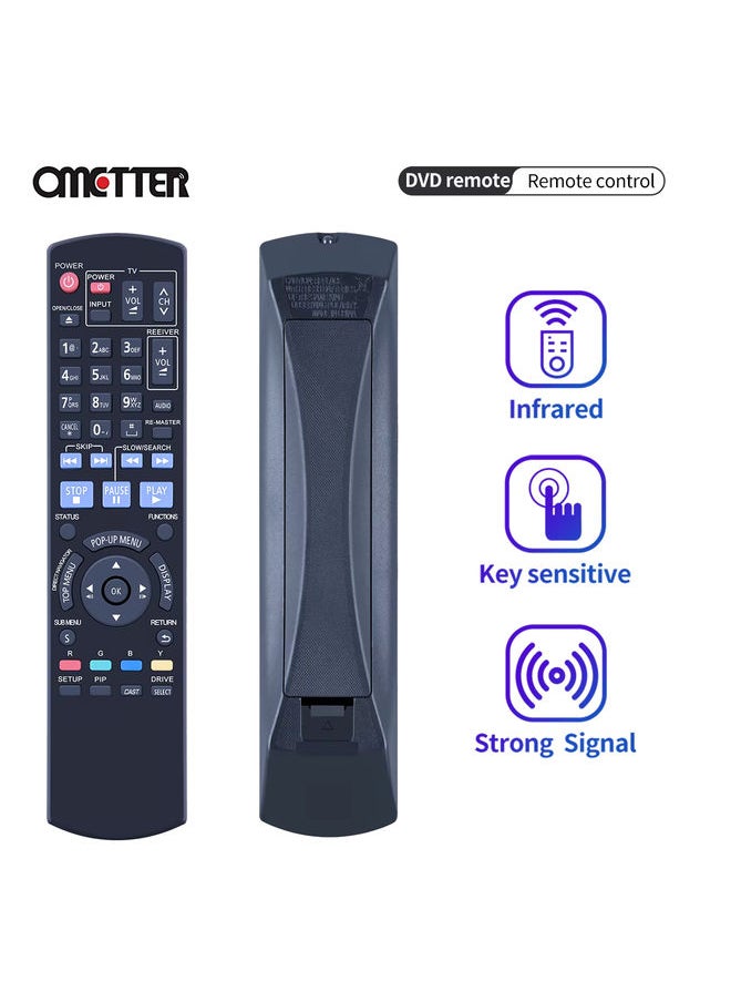 OMETTER - N2QAYB000378 For Panasonic Blu-Ray Disc Player Remote Control DMP-BD60 DMP-BD80 DMP-BD35 DMP-BD605 DMP-BD601 DMP-BD80K - Image 1