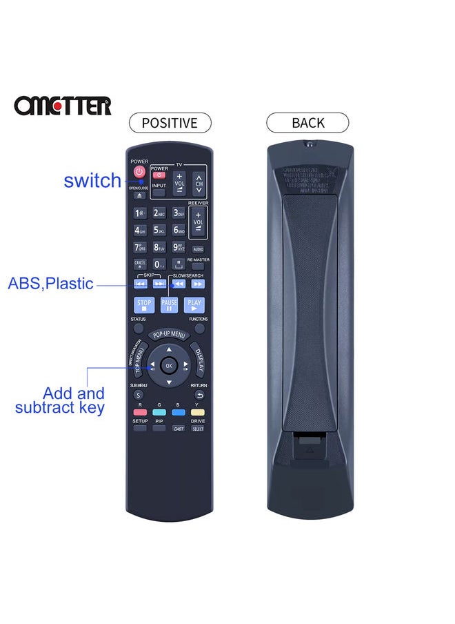 OMETTER - N2QAYB000378 For Panasonic Blu-Ray Disc Player Remote Control DMP-BD60 DMP-BD80 DMP-BD35 DMP-BD605 DMP-BD601 DMP-BD80K - Image 1