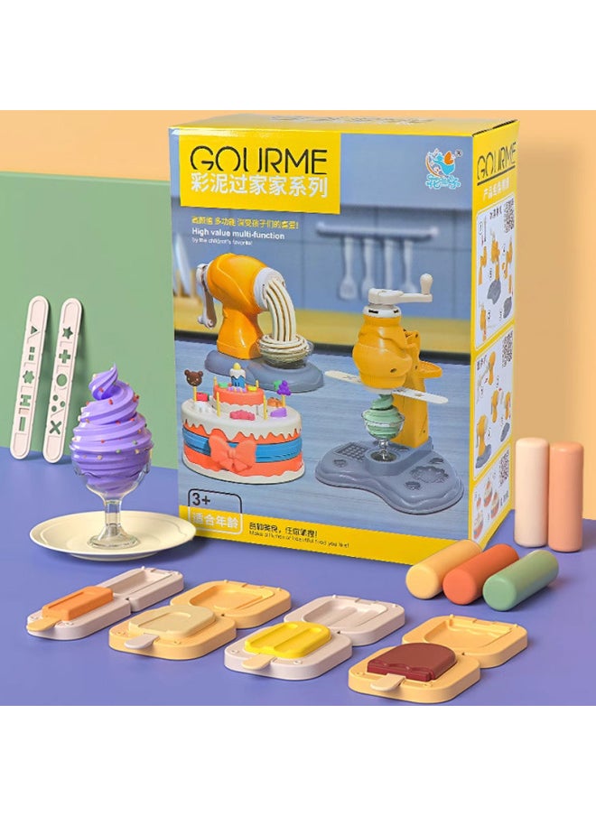 Generic - Kids Ice Cream Noodle Maker Cake Toy Rubber Color Mud Mold Clay Mold Girl's Toy Suit-Color:See Description For Details-Specifications:Storage Box-noodle Machine + Ice Cream/with 36 Colored Clay - Image 1