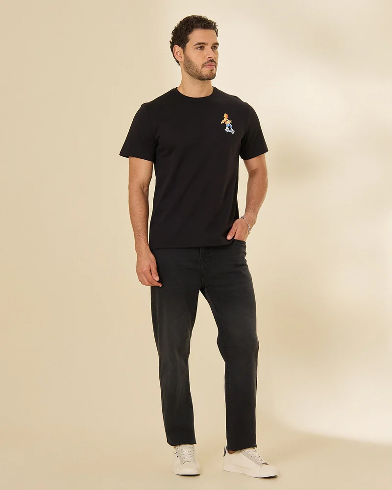 Redtag Men Black Yosemite Printed T Shirt