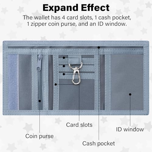 JONYEE Kids Wallet for Boys Ages 4-18, Novelty Trifold Wallet with Key Chain and Zipper Coin Pocket for Teens Children Girls Toddler, Canvas Wallet for Outdoors Sports Birthday Gifts-Baseball - Image 2