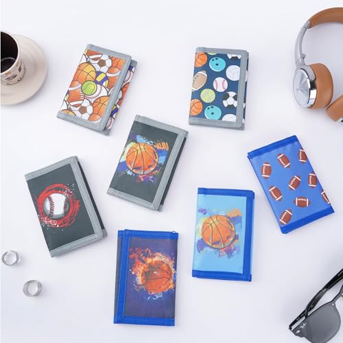 JONYEE Kids Wallet for Boys Ages 4-18, Novelty Trifold Wallet with Key Chain and Zipper Coin Pocket for Teens Children Girls Toddler, Canvas Wallet for Outdoors Sports Birthday Gifts-Baseball - Image 4