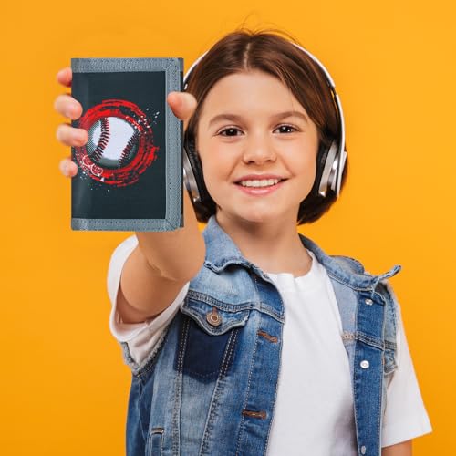 JONYEE Kids Wallet for Boys Ages 4-18, Novelty Trifold Wallet with Key Chain and Zipper Coin Pocket for Teens Children Girls Toddler, Canvas Wallet for Outdoors Sports Birthday Gifts-Baseball - Image 3