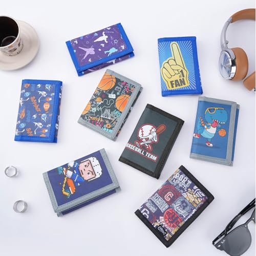 JONYEE Kids Wallet for Boys Ages 4-18, Novelty Trifold Wallet with Key Chain and Zipper Coin Pocket for Teens Children Girls Toddler, Canvas Wallet for Outdoors Sports Birthday Gifts-Baseball - Image 5