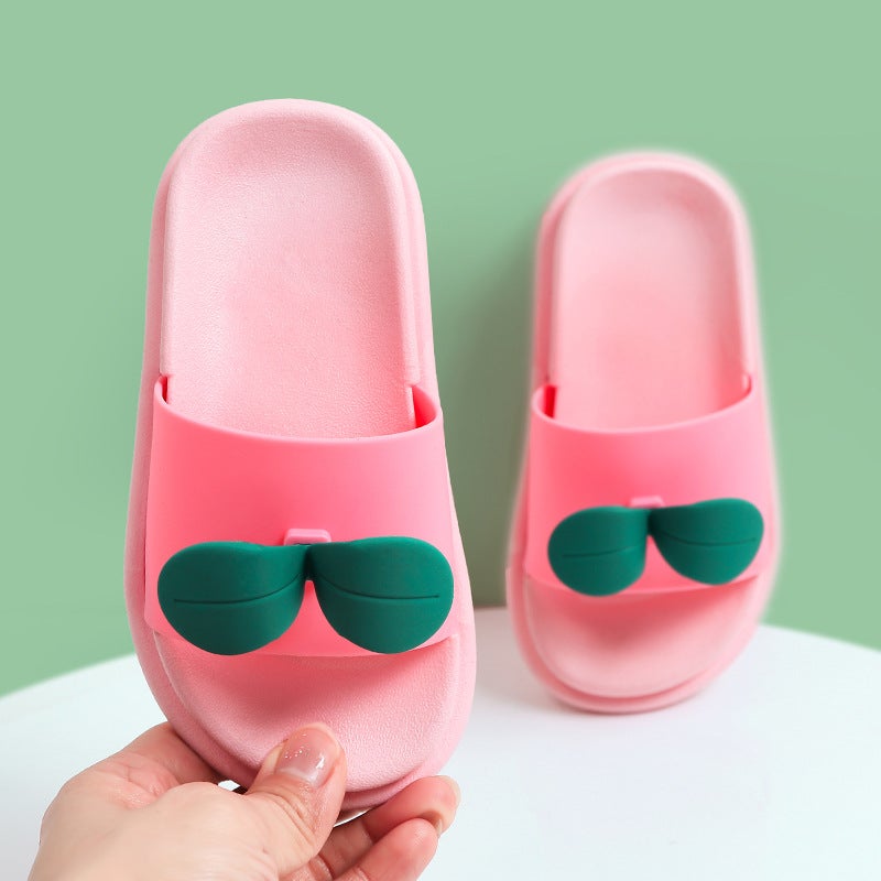 Childrens Slippers Parent-Child Non-Slip Indoor Home Slippers Summer Cartoon Cute Boys and Girls Slippers Baby Slippers Leaves [Pink]]