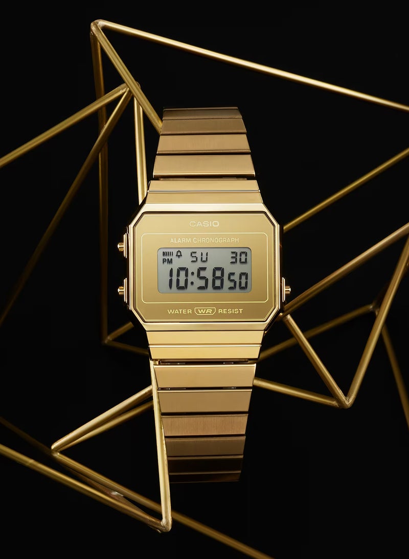 CASIO Digital Gold Stainless Steel Unisex Watch A700WEVG-9A-35.5MM - Image 2