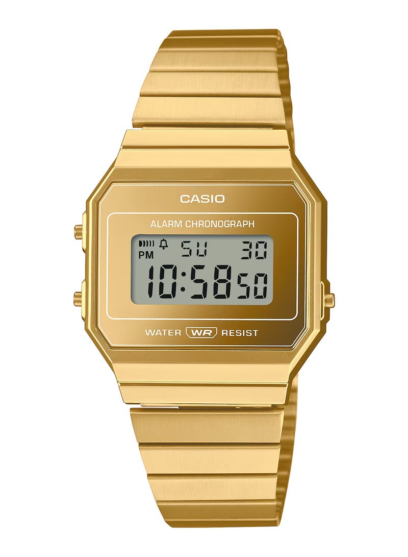 CASIO Digital Gold Stainless Steel Unisex Watch A700WEVG-9A-35.5MM - Image 1