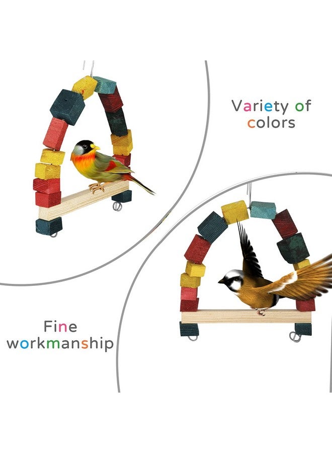 إيميلي بيتس ألعاب أرجوحة الطيور، ألعاب مضغ مع ألعاب قفص معلق للببغاوات الصغيرة، والكوكتيل، والكونيور، والعصافير، والبادجي، والمكاو، والببغاوات، وطيور الحب (متعدد الألوان، عرض 19.5 × ارتفاع 27 سم) - Image 3