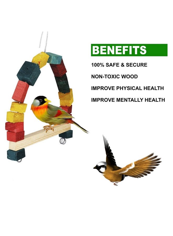 إيميلي بيتس ألعاب أرجوحة الطيور، ألعاب مضغ مع ألعاب قفص معلق للببغاوات الصغيرة، والكوكتيل، والكونيور، والعصافير، والبادجي، والمكاو، والببغاوات، وطيور الحب (متعدد الألوان، عرض 19.5 × ارتفاع 27 سم) - Image 2