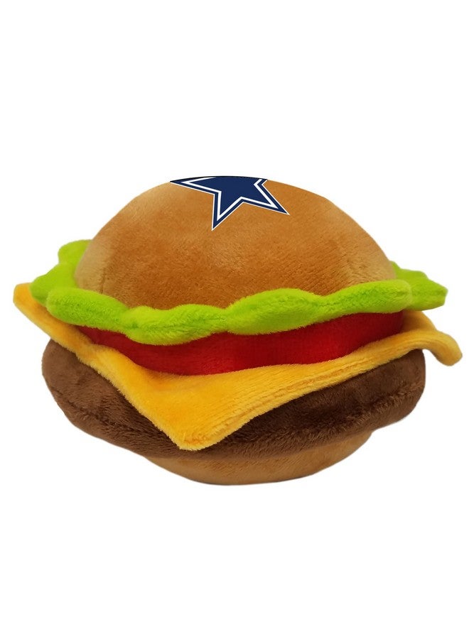 Pets First NFL Dallas Cowboys Stadium Cheese Burger Plush Dog & Cat Squeak Toy with Beautiful Team Name & Logo - Image 3
