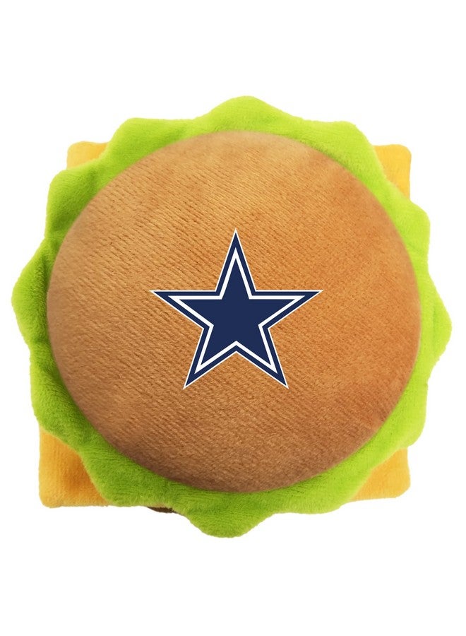 Pets First NFL Dallas Cowboys Stadium Cheese Burger Plush Dog & Cat Squeak Toy with Beautiful Team Name & Logo - Image 4