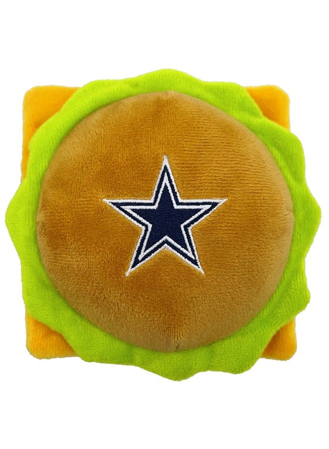 Pets First NFL Dallas Cowboys Stadium Cheese Burger Plush Dog & Cat Squeak Toy with Beautiful Team Name & Logo - Image 1