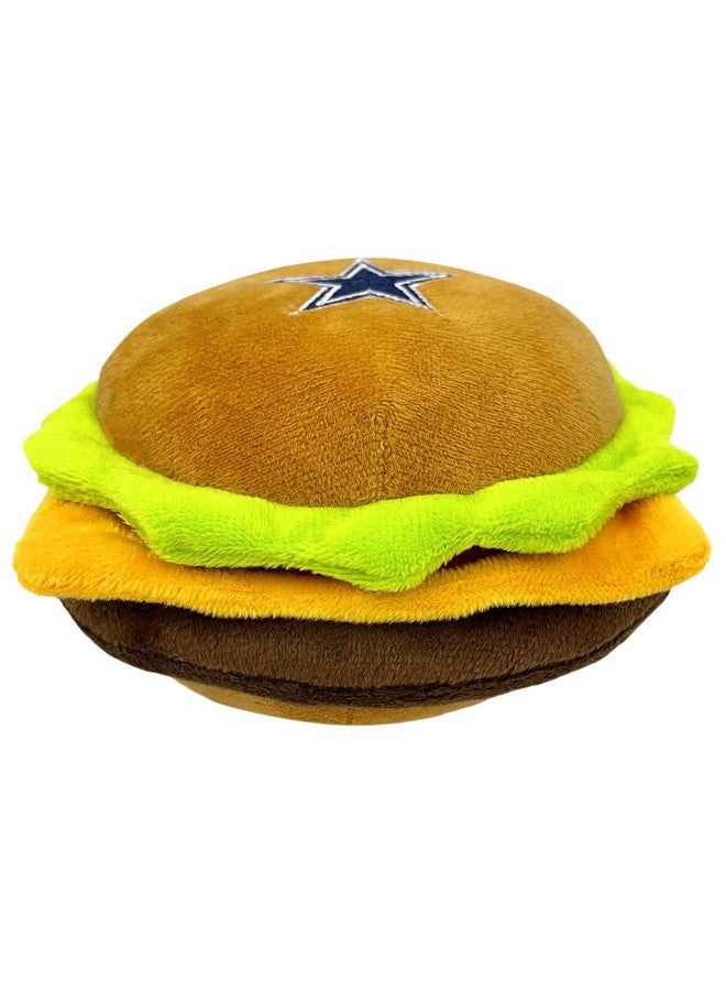 Pets First NFL Dallas Cowboys Stadium Cheese Burger Plush Dog & Cat Squeak Toy with Beautiful Team Name & Logo - Image 2