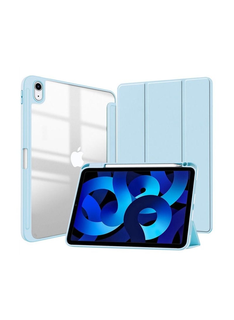 Acrylic Case for iPad 10th Generation 10.9 inch with Pencil Holder, Clear Transparent Case with Auto Wake/Sleep Blue - Image 1