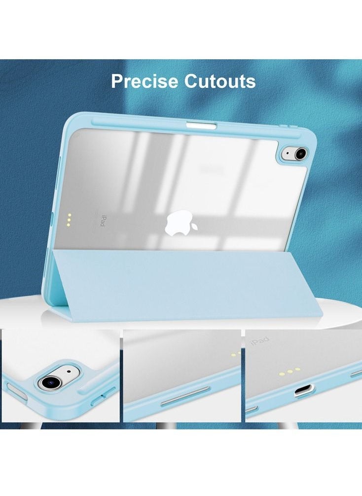Acrylic Case for iPad 10th Generation 10.9 inch with Pencil Holder, Clear Transparent Case with Auto Wake/Sleep Blue - Image 3