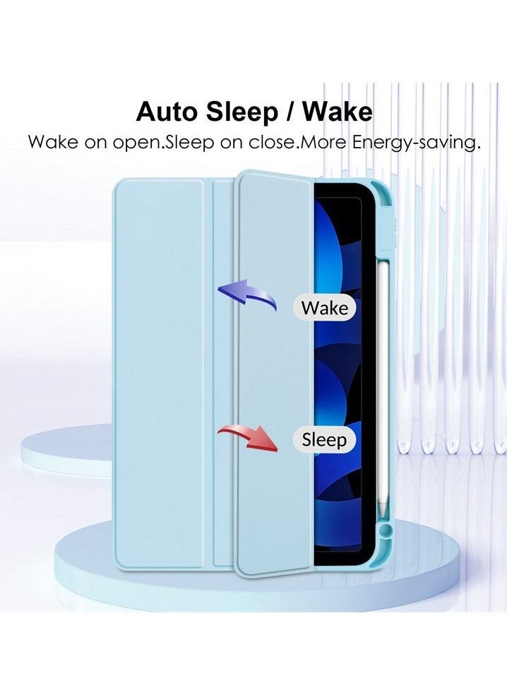 Acrylic Case for iPad 10th Generation 10.9 inch with Pencil Holder, Clear Transparent Case with Auto Wake/Sleep Blue - Image 2
