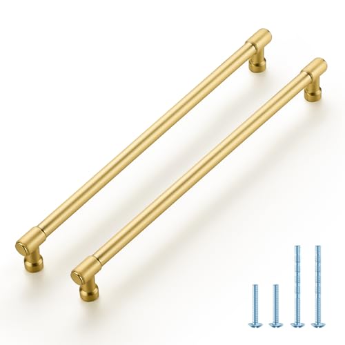 JOY DECOR 5 Pack 10 Inch Brushed Gold Cabinet Handles Modern Dresser Drawer Pulls Kitchen Cabinet Hardware for Cupboard Door Handles - Image 1