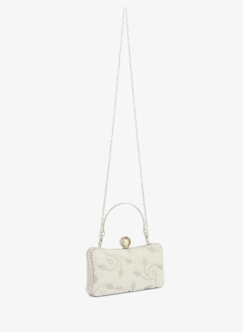 Khizana Pearl And Rhinestone Embellished Clutch